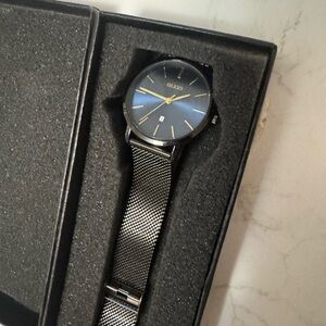 OLEVS Ultra-Thin Minimalist Watch | Blue Dial & Black Mesh | NIB